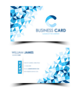蓝色几何风格商务名片模板