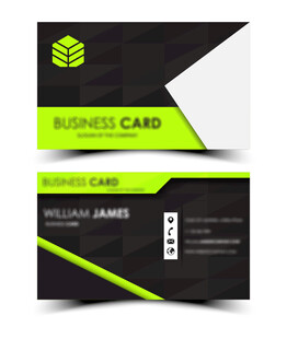 时尚黑绿配色商务名片设计