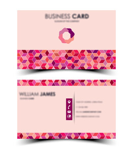 粉色几何图案创意名片设计