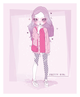 粉色系可爱动漫少女形象