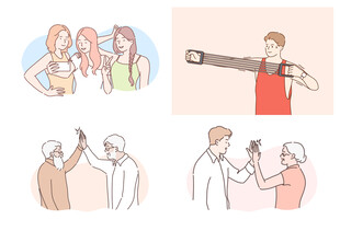 聚会中的欢乐互动场景