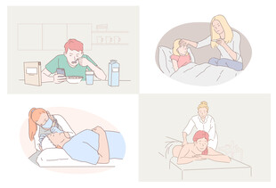 女性日常放松场景插画