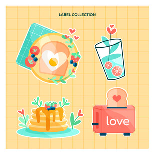 早餐与家居温馨插画