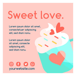 甜蜜爱意纸杯蛋糕插画