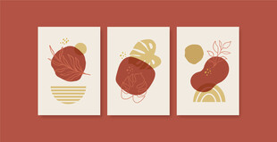 三张柿子插画图案设计