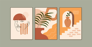 简约植物人物装饰画