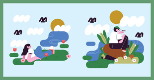 夏日户外休闲美好场景