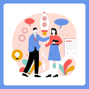 商务合作场景插画