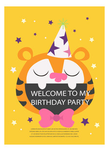 老虎生日派对欢迎海报