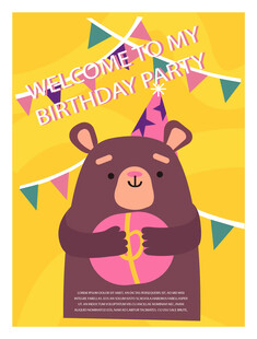 可爱小熊生日派对插画