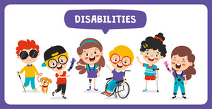 残疾儿童形象插画