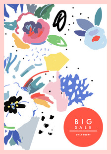 多彩花卉促销图案设计