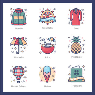 可爱卡通物品图标集合