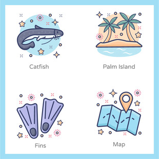 海洋度假元素图标集合