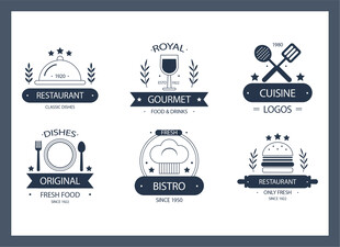 复古餐饮相关图标集合