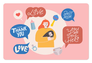 粉色感恩主题插画图案