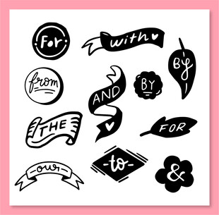 手绘复古风装饰标签元素