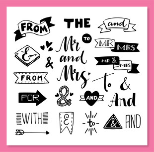 手绘英文装饰图案设计元素