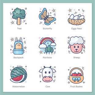 可爱卡通图标集合