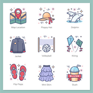 夏日休闲物品图标集