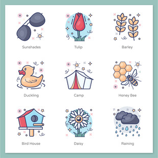 可爱卡通夏日元素集合