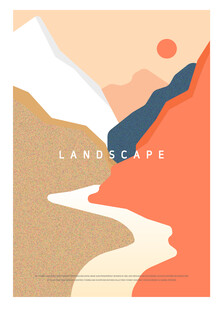 简约山川河流景观图