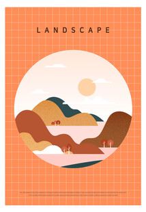 圆形风景插画