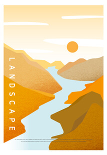 山间河流景观插画