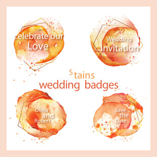 婚礼徽章水彩设计示例