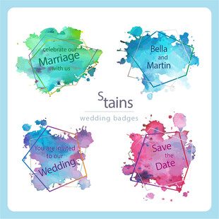 多彩水彩雨滴装饰图案