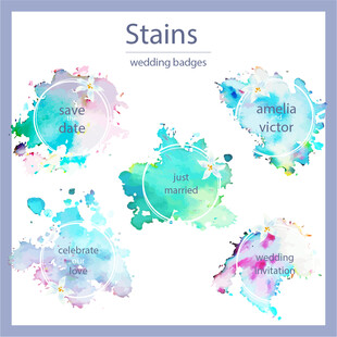 多彩水彩污渍图案设计素材