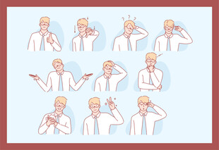 医生手势动作插画集