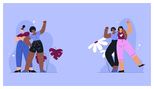 欢乐人群的多彩互动瞬间