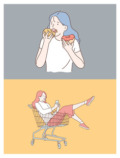 女孩的惬意饮食与休闲时刻