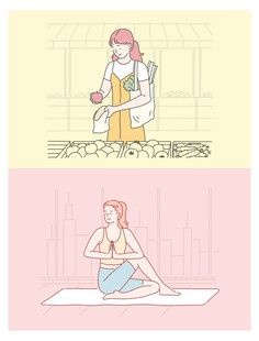 瑜伽练习者的不同姿态