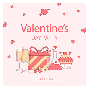 情人节派对装饰插画