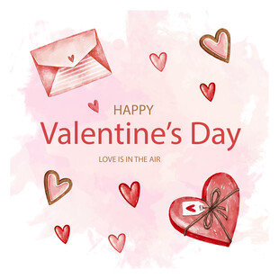 情人节浪漫爱心与信封元素