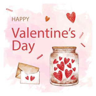 情人节浪漫爱心与信封元素