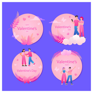 情人节圆形装饰图案设计