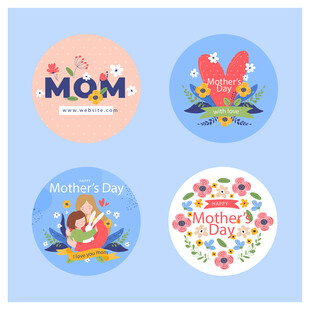 可爱母亲节主题装饰贴纸