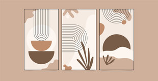 简约几何植物三联装饰画