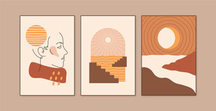 简约风景插画三幅