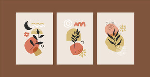 三幅简约植物装饰画
