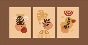 抽象植物装饰画三幅