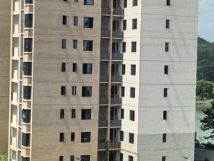 阳光下的高层住宅楼外观细节特写