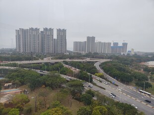 城市道路与林立高楼景观