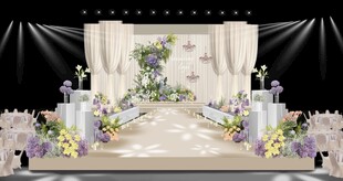 香槟色布幔造型韩式婚礼主舞台效
