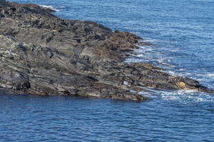 海岸边嶙峋礁石与海水