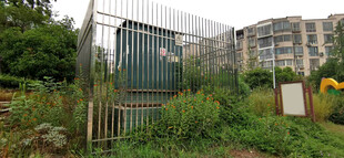 电箱围栏与周围的绿植景观
