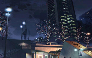夜晚城市街道温馨夜景